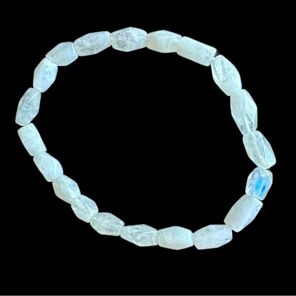 Rainbow moonstone stretch bracelet handmade white - Picture 1 of 8